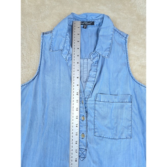 Velvet Heart Chambray Tencel Sleeveless Collared Shirt Womens M - Picture 7 of 9